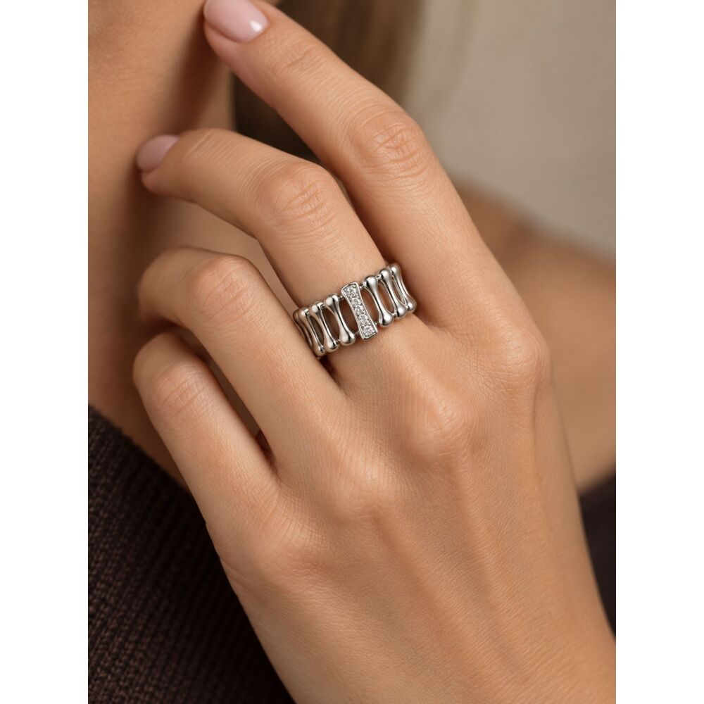 Silver Plated CZ Ring Size 5.75 | Stainless Steel | New With Box